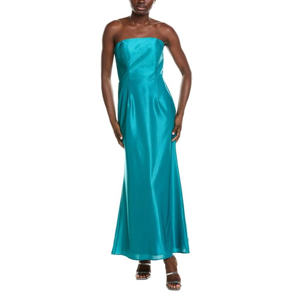 Rene Ruiz Womens  Strapless Tea Length Midi Dress, Blue
